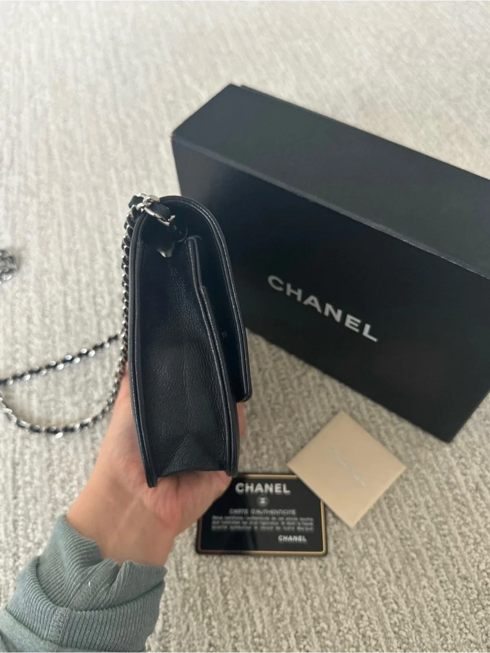 Chanel Sevruga Wallet on Chain
